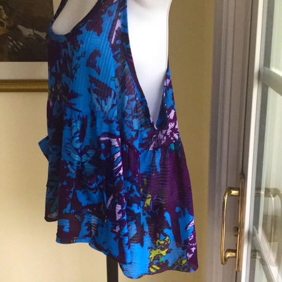 FREE PEOPLE TANK TOP HI-LO HEM Royal blue / Purple Size S - Picture 3 of 16
